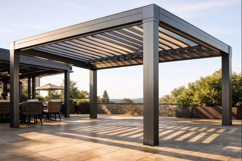 Алюминиевые перголы для террас и ресторанов: виды и нормы монтажа