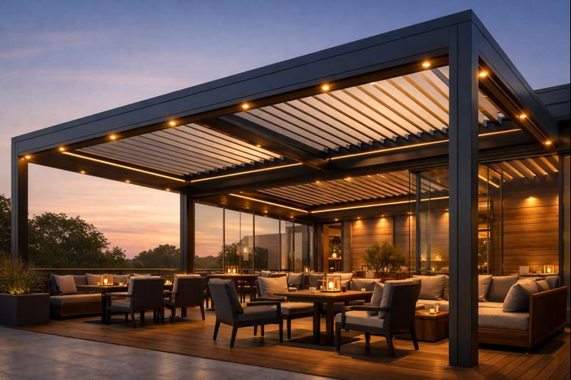 Биоклиматическая пергола в 2026 году: полное руководство для архитекторов и владельцев ресторанов (150+ проектов)