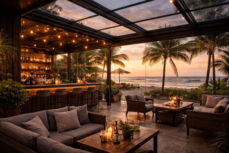 Проект 3. Сочи — раздвижная пергола для бара на побережье