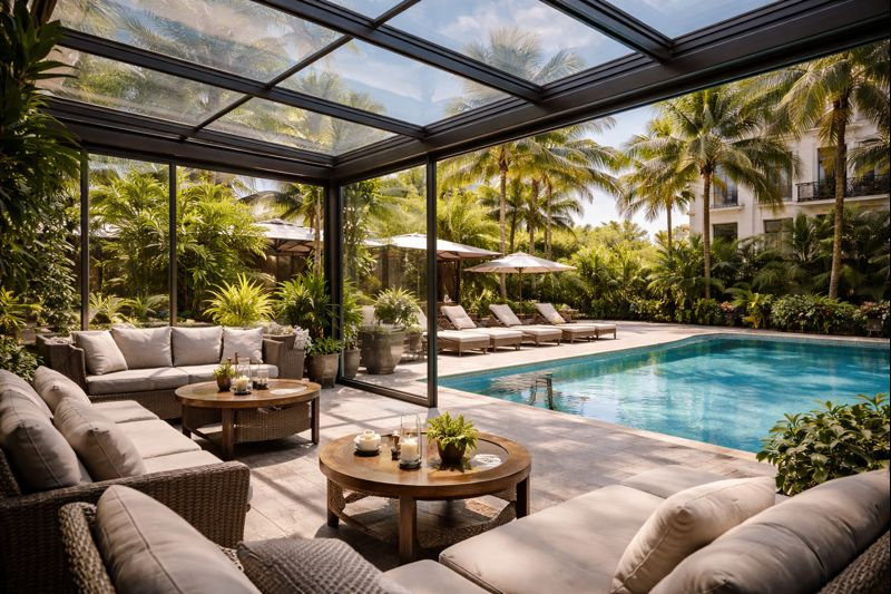 Проект 5. Краснодар — остекление зоны у бассейна в отеле