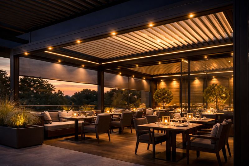 Свет, атмосфера и управление: пергола как инструмент сценографии