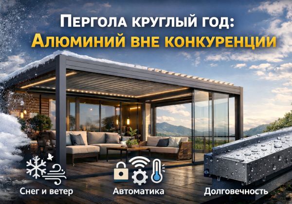 Пергола для круглогодичного использования: почему алюминий вне конкуренции