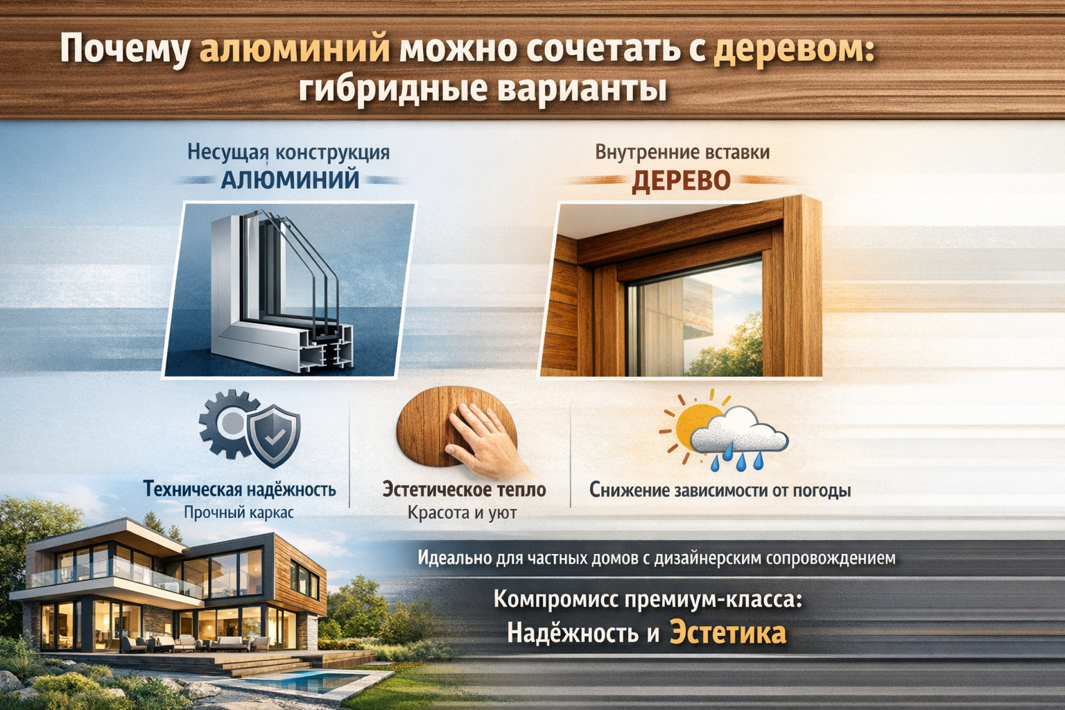 Почему алюминий можно сочетать с деревом: гибридные варианты