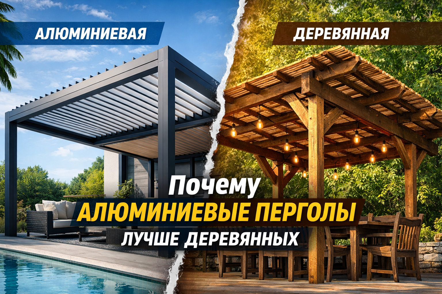 Почему алюминиевые перголы лучше деревянных: 7 причин