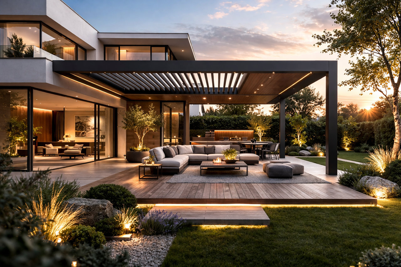 Пергола как продолжение дома, а не отдельная конструкция