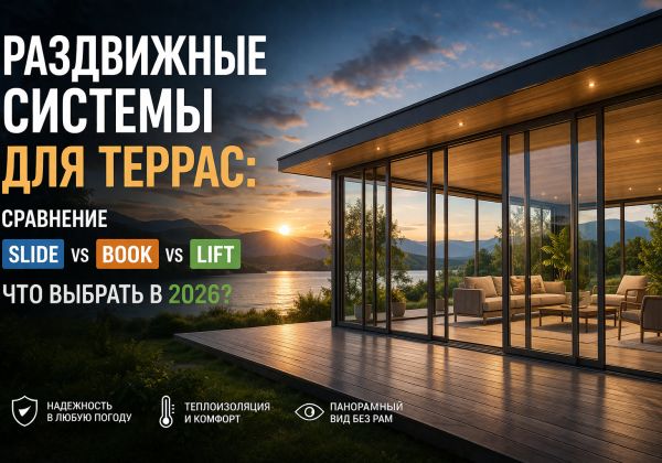 Раздвижные системы для террас: сравнение SLIDE vs BOOK vs LIFT — что выбрать в 2026?