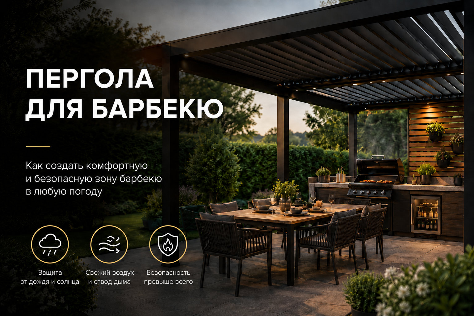 Пергола для барбекю-зоны: отдых без риска