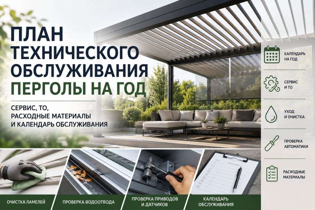 План технического обслуживания биоклиматической перголы: сервис, ТО и календарь на год