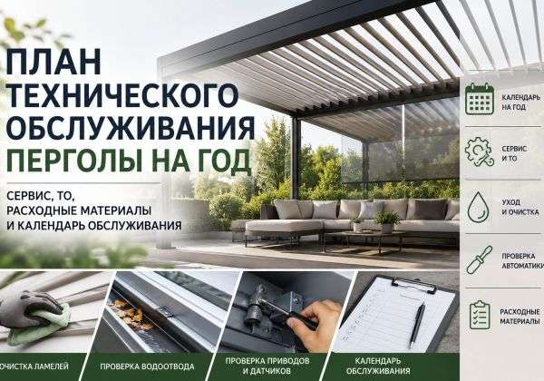 План технического обслуживания биоклиматической перголы: сервис, ТО и календарь на год