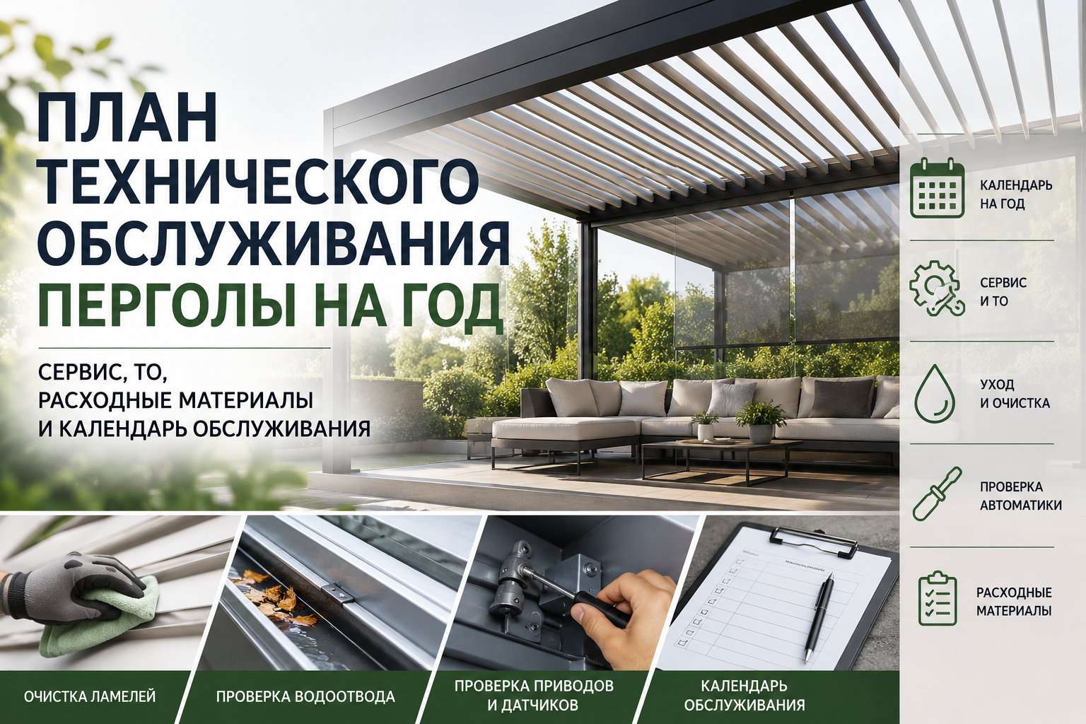 План технического обслуживания перголы на год